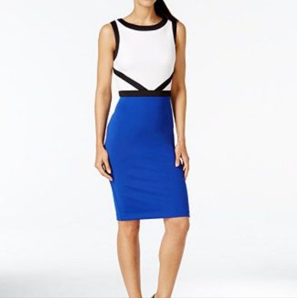 Calvin Klein Dresses & Skirts - Calvin Klein sz 14 colorblock blue black white sheath dress